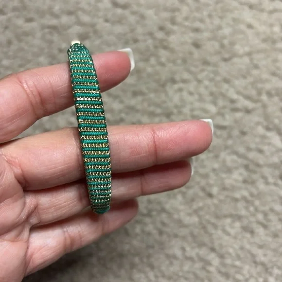 Elegant Gold and Green Cuff Bracelet - Picture 6 of 7